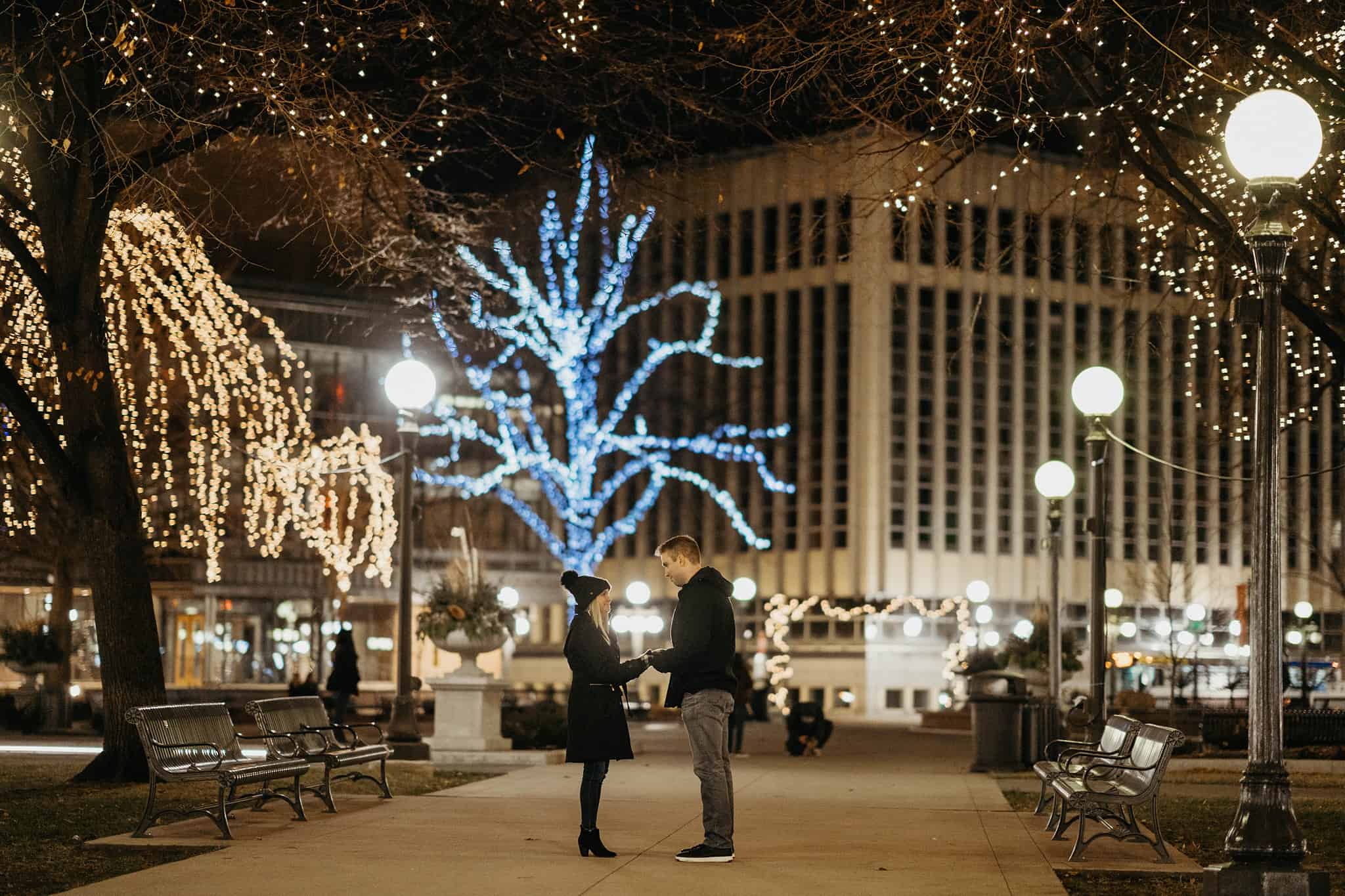 Proposal photos in Rice Park