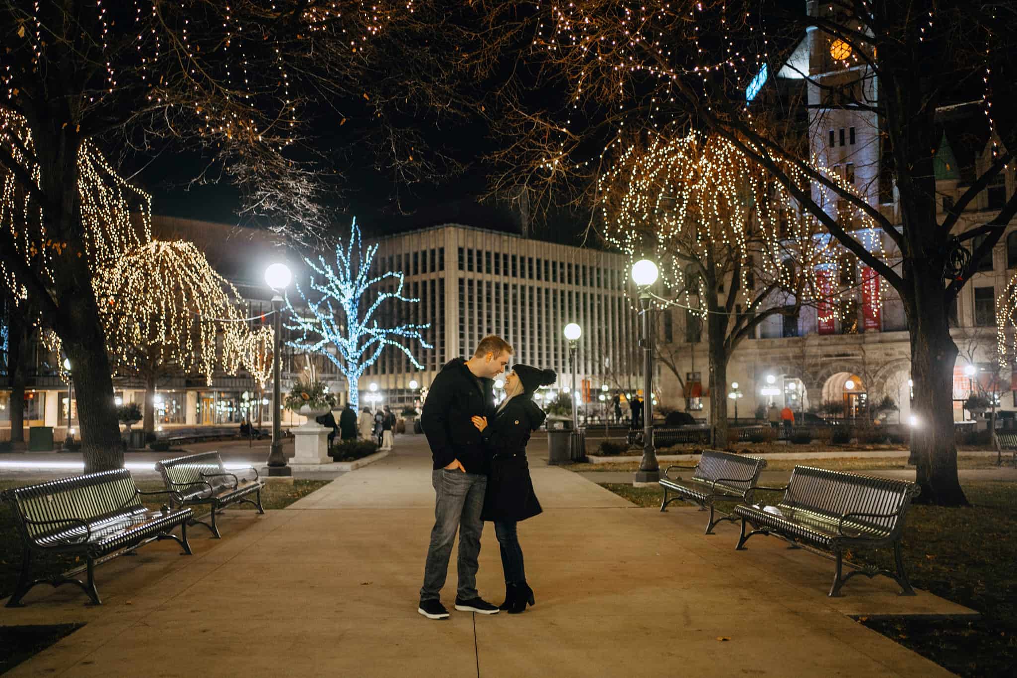 rice park winter engagement proposal